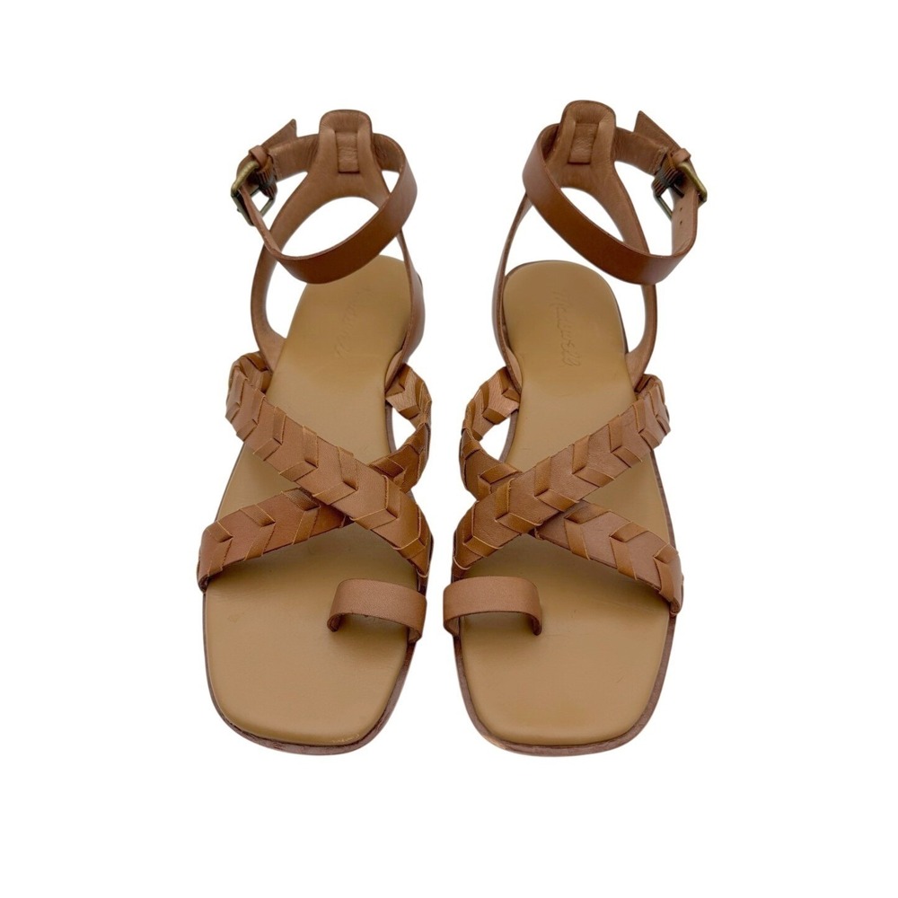 Madewell Womens Brown Leather Toe Loop Adjustable Ankle Strap Cassia Sandals 6